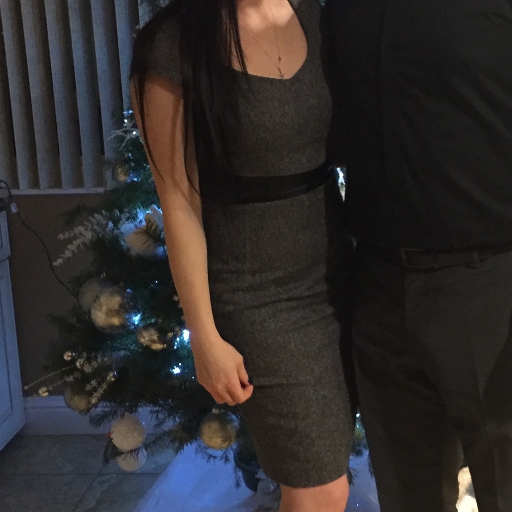 H&M grey & black midi dress size 6